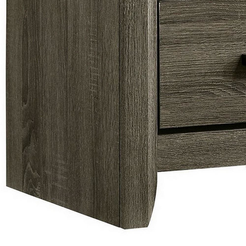 24 Inch 2 Drawer Wooden Nightstand with Finger Pulls Brown By Casagear Home BM233741