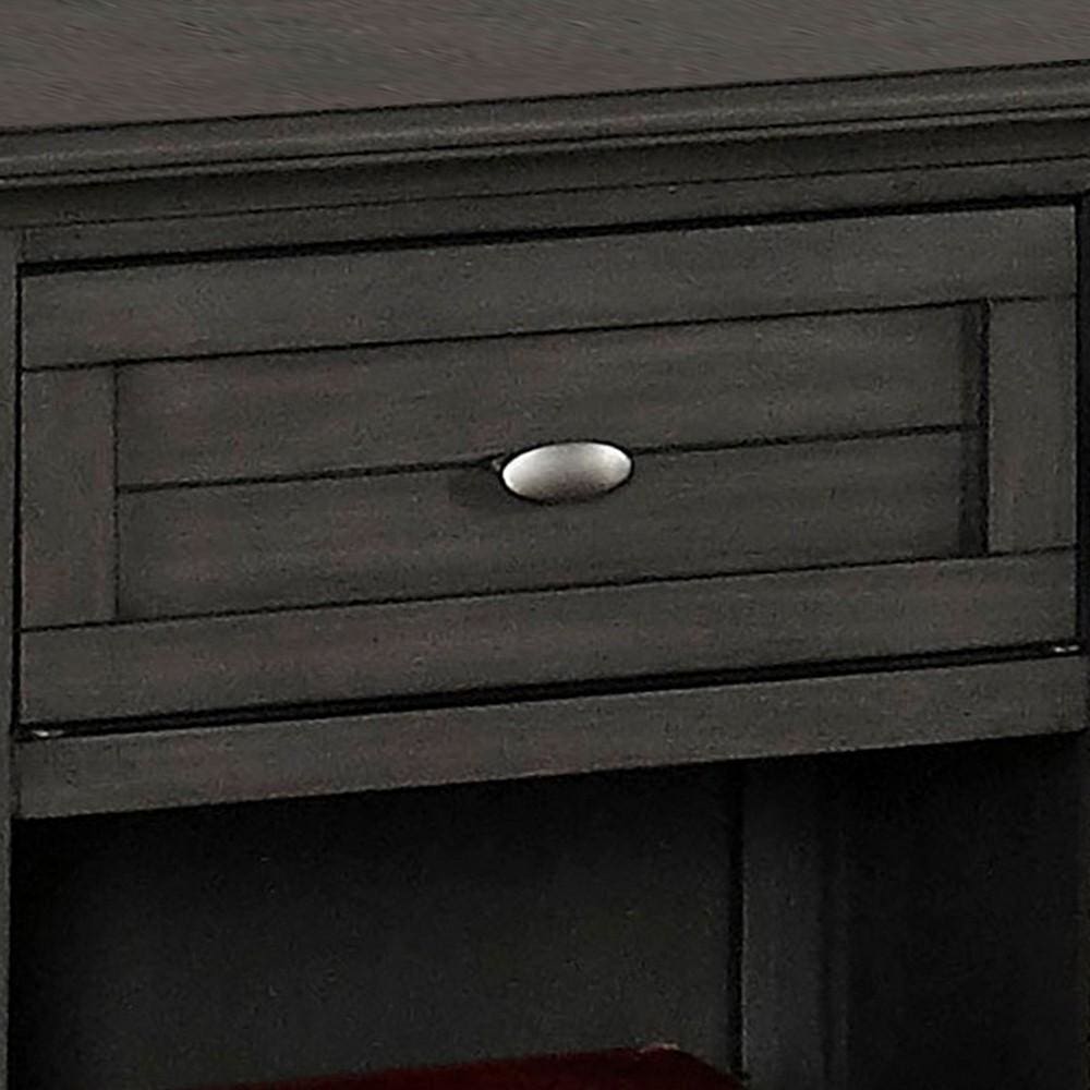 21 Inch 1 Drawer Nightstand with Bottom Shelf Gray By Casagear Home BM233746