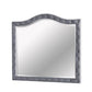38 Inch Fabric Padded Frame Mirror with Button Tufting, Gray By Casagear Home