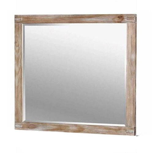 Mirror | Rectangular Wood Frame | 38" | Brown