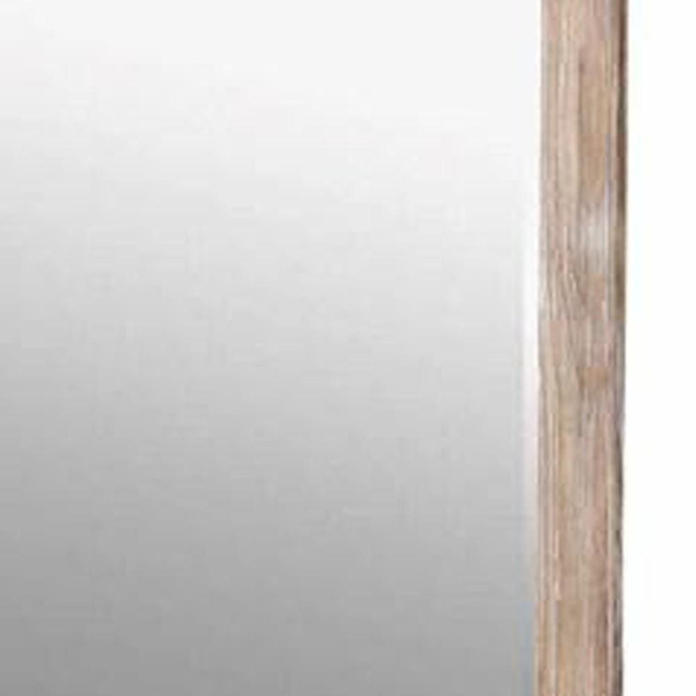 38 Inch Mirror with Rectangular Wooden Frame Brown By Casagear Home BM233764