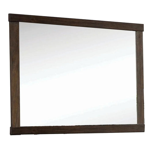 37 Inch Mirror with Rectangular Wooden Frame, Brown By Casagear Home