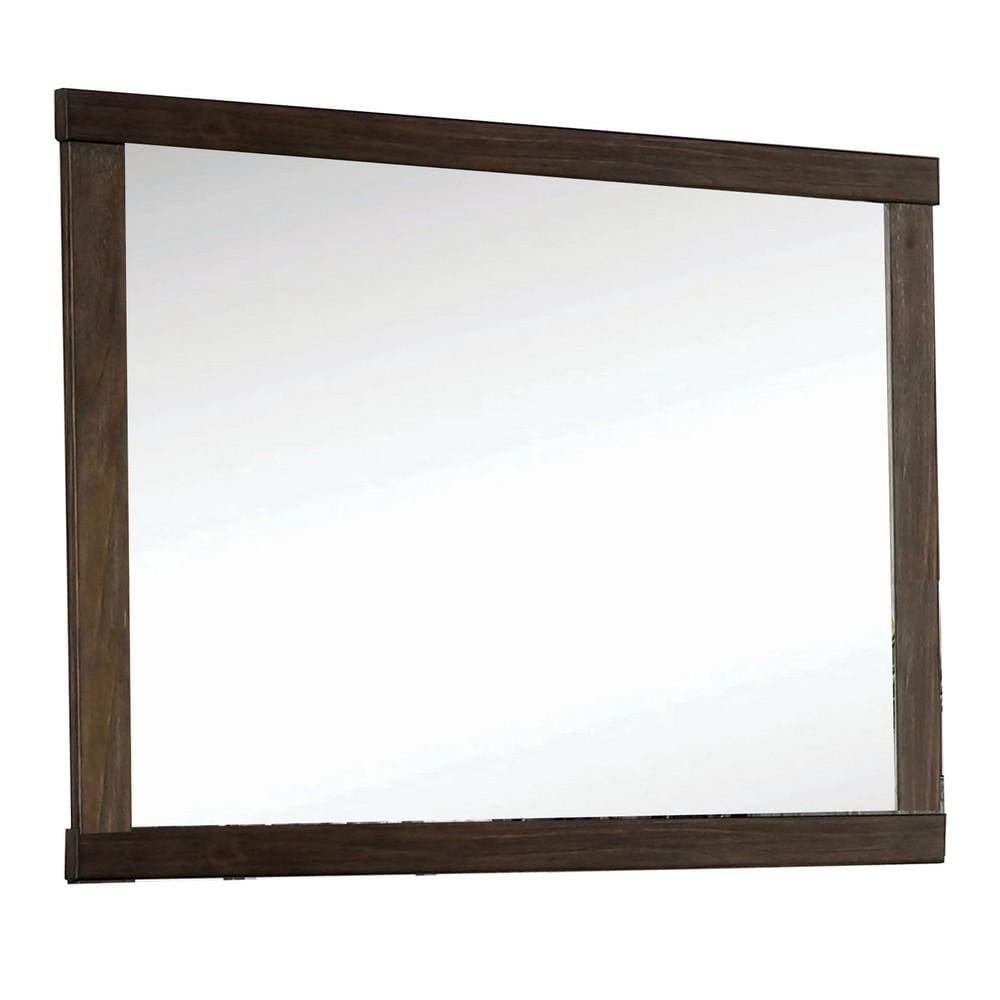 Mirror | Rectangular Wood Frame | 37" | Brown