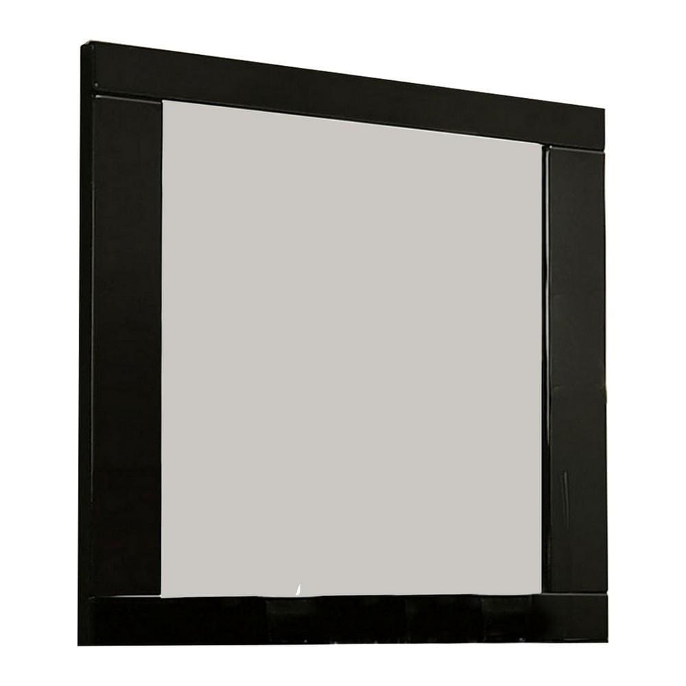 Mirror | Rectangular Wood Frame | 37" | Black