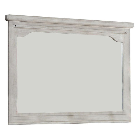 36 Inch Mirror with Chiseled Inner Wooden Frame, White By Casagear Home