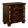 3 Drawer Wooden Nightstand with Decorative Accent and USB Plugin, Brown By Casagear Home
