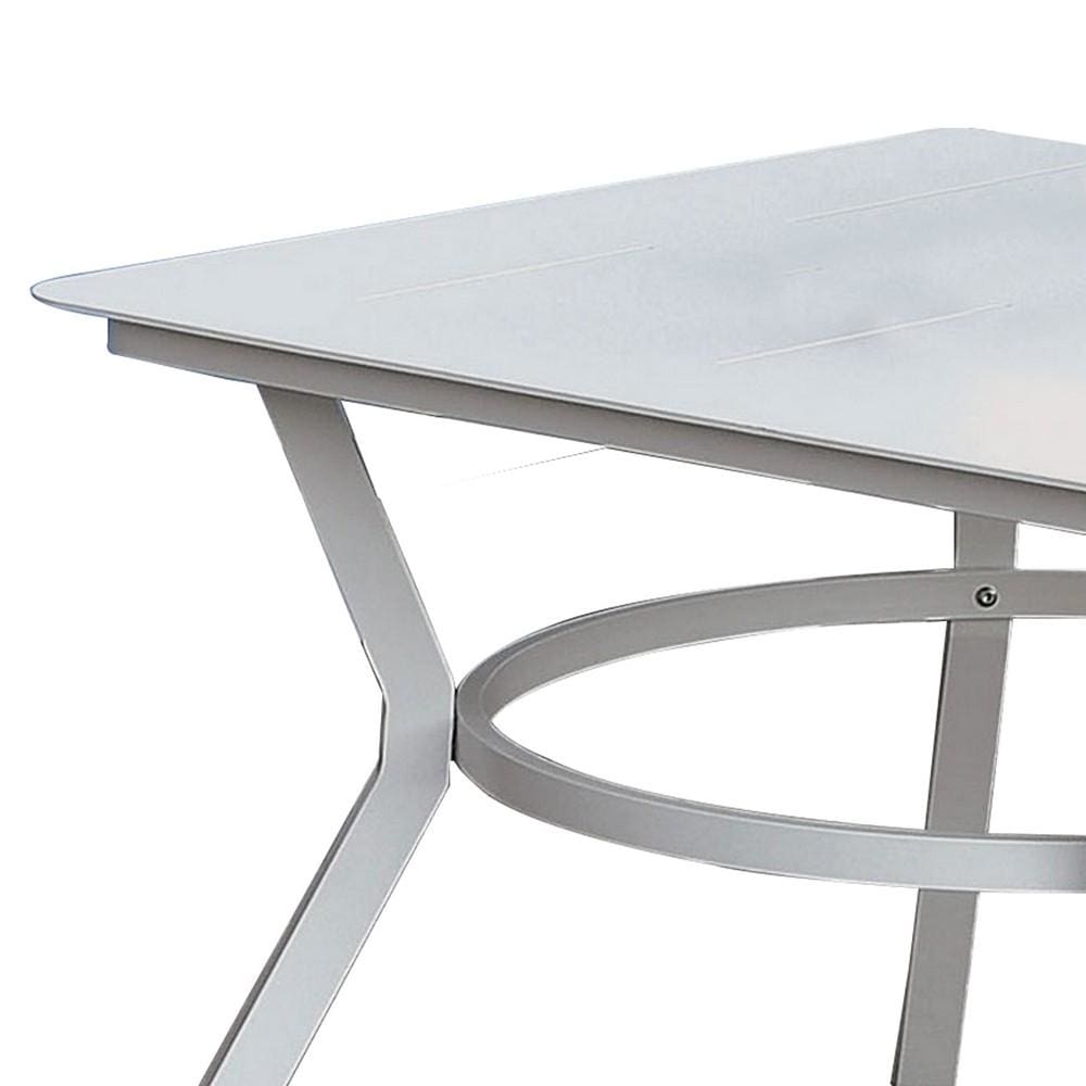Plank Top Aluminum Patio Table with Flared Legs White By Casagear Home BM233798