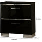 Two Drawer Nightstand with USB Charger and Bar Handle Pulls Black By Casagear Home BM233858