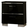 Two Drawer Nightstand with USB Charger and Bar Handle Pulls, Black By Casagear Home