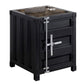 Industrial Style End Table with Sliding Door Storage, Black By Casagear Home