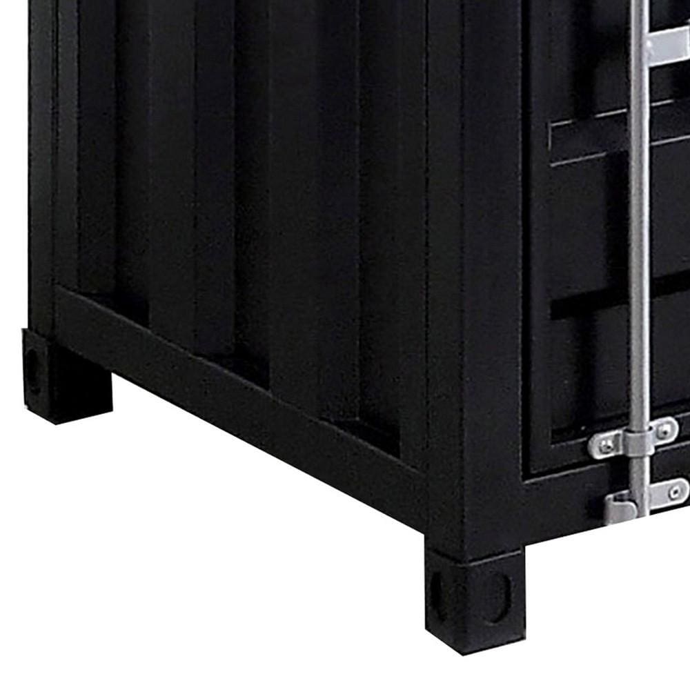Industrial Style End Table with Sliding Door Storage Black By Casagear Home BM233861
