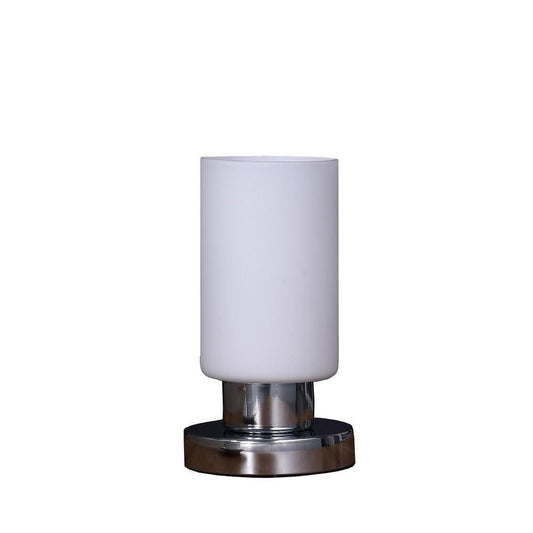 Table Lamp | Cylindrical Glass Shade | Touch Switch | White