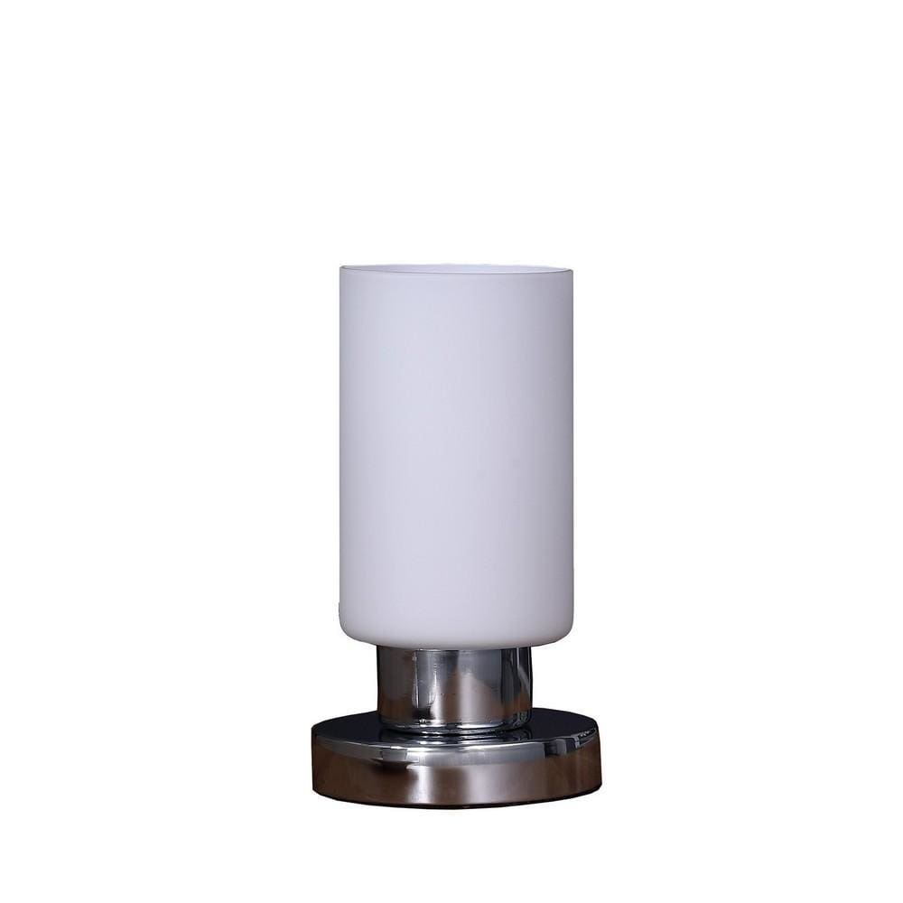 Table Lamp | Cylindrical Glass Shade | Touch Switch | White