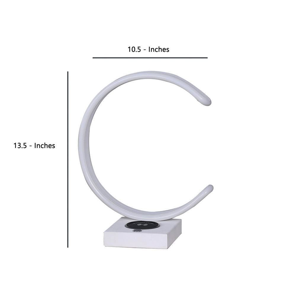 Metal C Shaped Table Lamp with USB Plugin White By Casagear Home BM233926