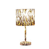 Fabric Wrapped Table Lamp with Striped Animal Print Brown and Black By Casagear Home BM233928