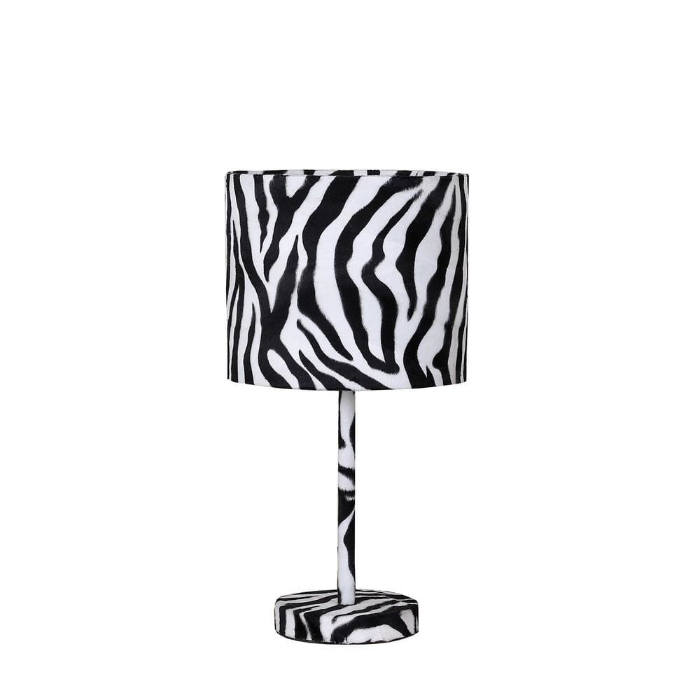 Table Lamp | Fabric Wrapped | Animal Print | White & Black