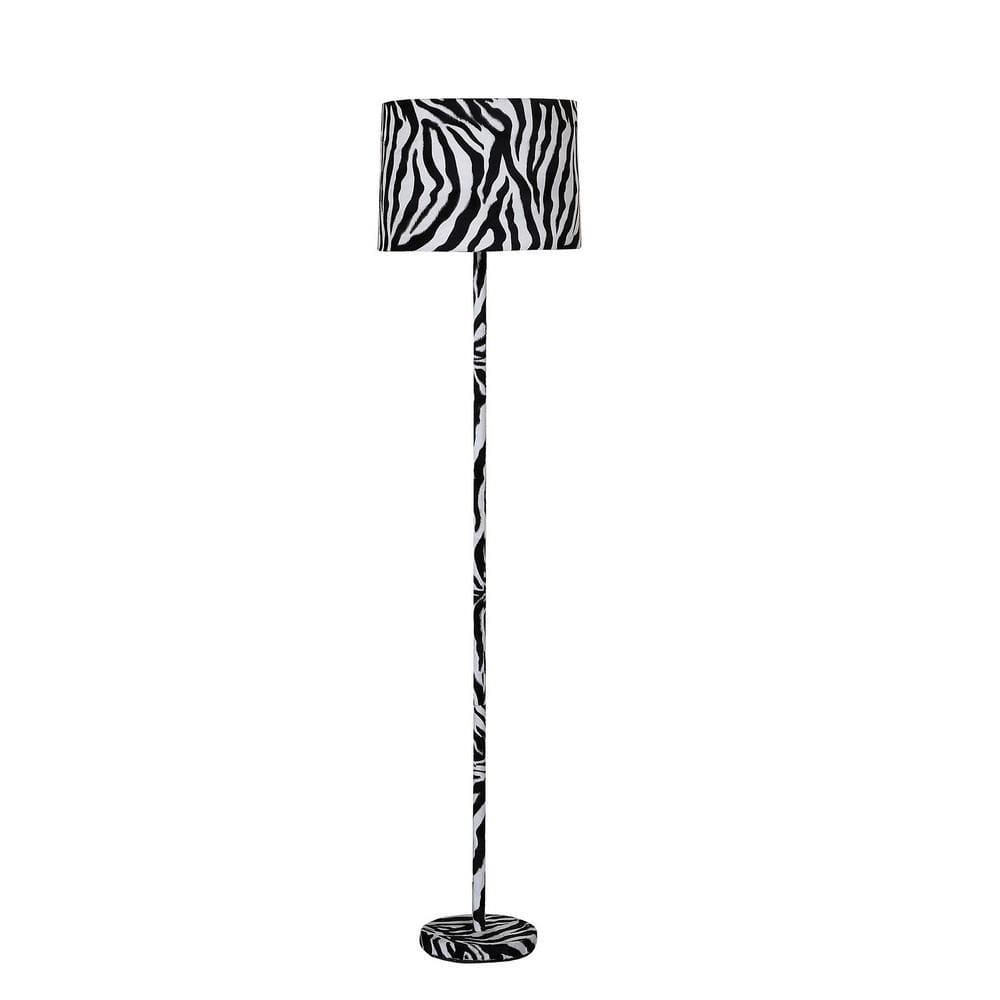 Floor Lamp | Fabric Wrapped | Animal Print | White & Black