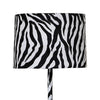 Fabric Wrapped Floor Lamp with Animal Print White and Black By Casagear Home BM233931