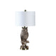 Table Lamp | Polyresin Owl Design | Round Base | Silver