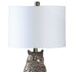 Polyresin Sitting Owl Design Table Lamp with Round Base Silver By Casagear Home BM233933
