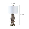 Polyresin Sitting Owl Design Table Lamp with Round Base Silver By Casagear Home BM233933