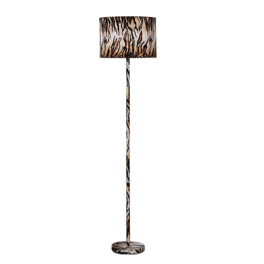 Floor Lamp | Fabric Wrapped | Animal Print | Yellow & Black