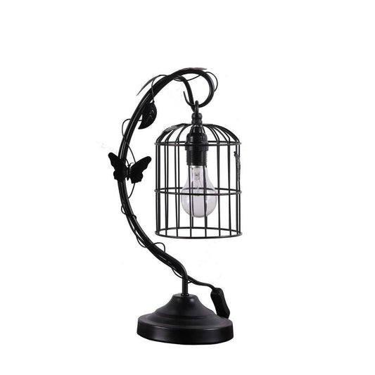 Table Lamp | Arc Design Metal | Birdcage Shade | Black