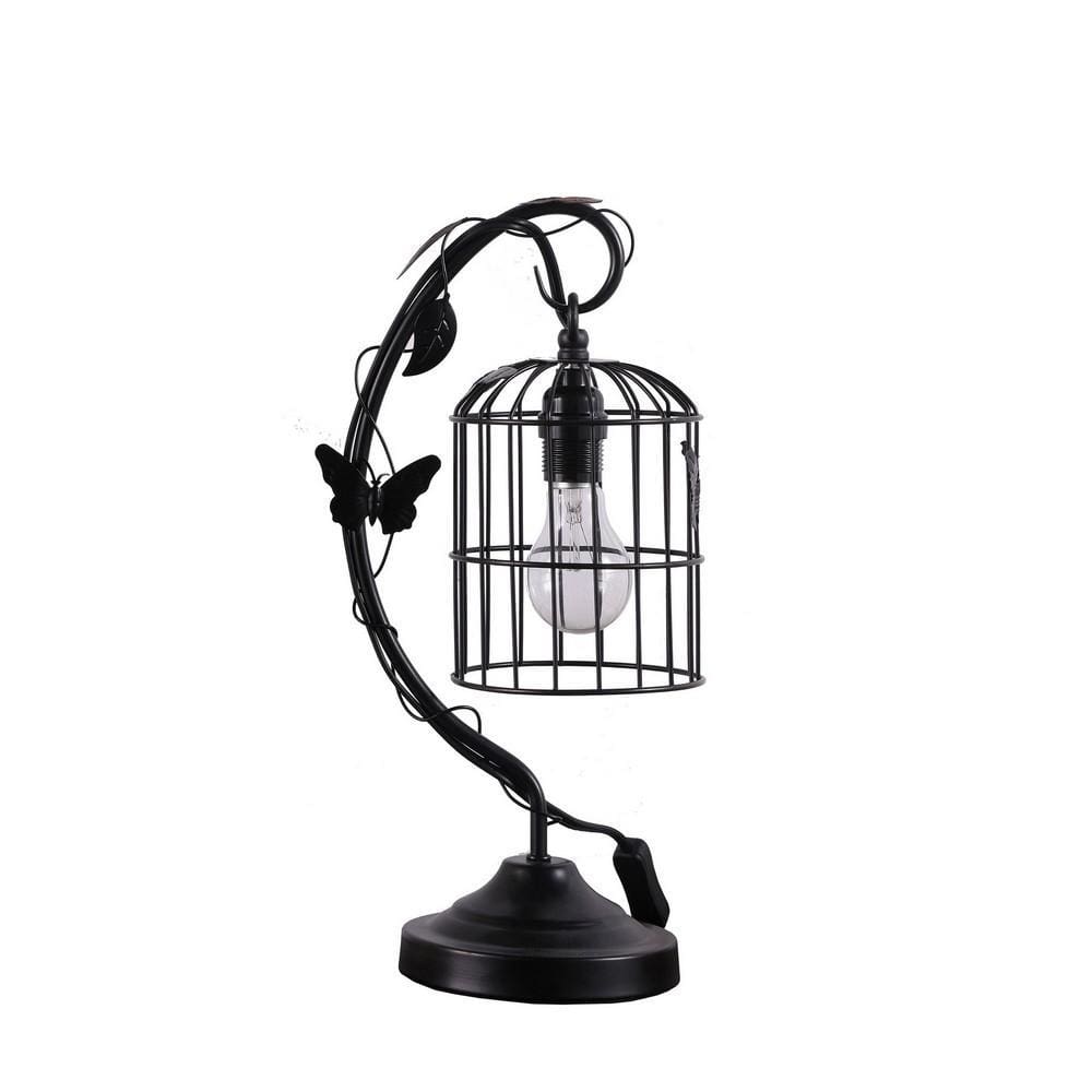 Table Lamp | Arc Design Metal | Birdcage Shade | Black