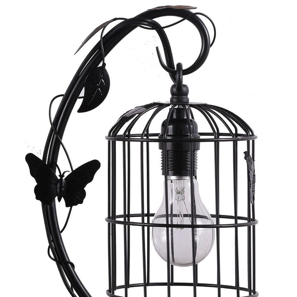 Arc Design Metal Table Lamp with Birdcage Shade Black By Casagear Home BM233938