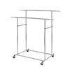 Garment Rack | Dual Bar Tubular Metal Frame | Casters | Chrome