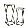 Stone Top Plant Stand with Geometric Base, Set of 2, Black and Gray By Casagear Home