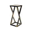 19.5 Inches Stone Top Plant Stand with Geometric Base, Black and Gray By Casagear Home