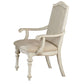 Rustic Wooden Arm Chair with Intricate Carvings, Set of 2, Antique White By Casagear Home