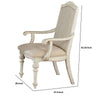 Rustic Wooden Arm Chair with Intricate Carvings Set of 2 Antique White By Casagear Home BM235431