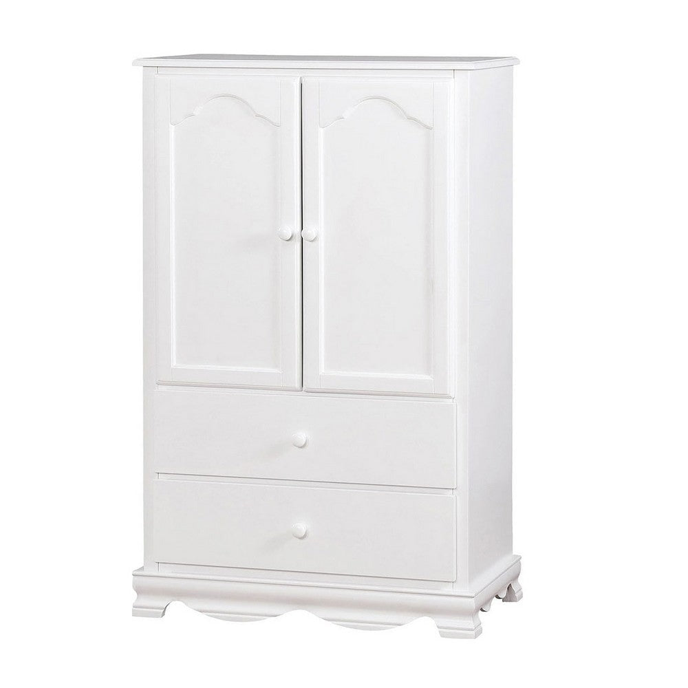 Armoire | 51" | 2 Drawers | Arched Base | Wood | White