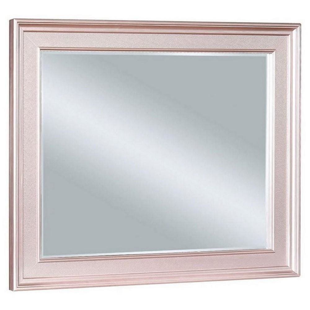 64 Inch Contemporary Style Wooden Frame Mirror Rose Pink By Casagear Home BM235460