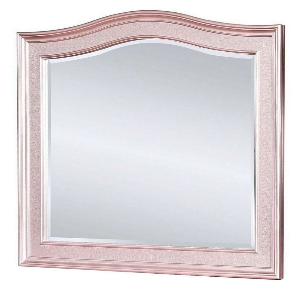 Contemporary Wood Frame Mirror | 46" | Rose Pink