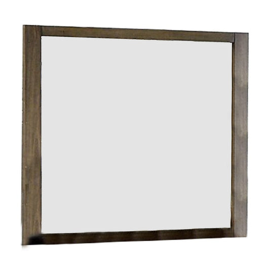 40 Inch Rectangular Wooden Frame Contemporary Mirror, Brown By Casagear Home