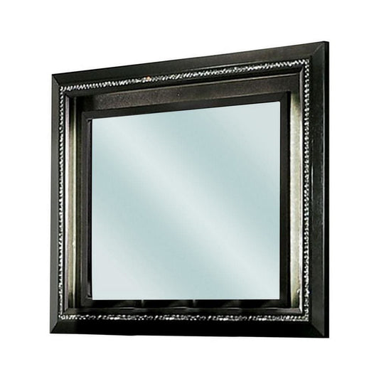46 Inch Contemporary Style Wooden Mirror, Metallic Gray By Casagear Home
