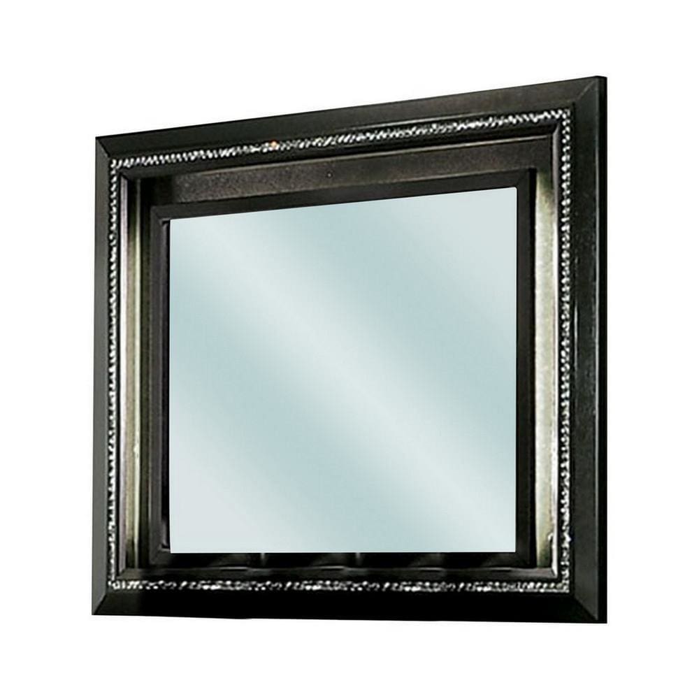 Contemporary Wood Mirror | 46" | Metallic Gray