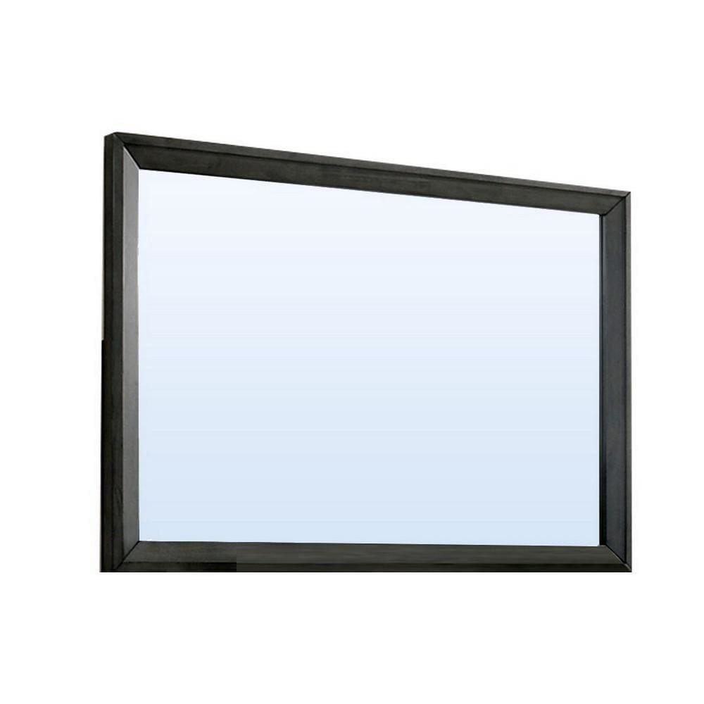 Contemporary Wood Frame Mirror | 45" | Rectangular | Gray