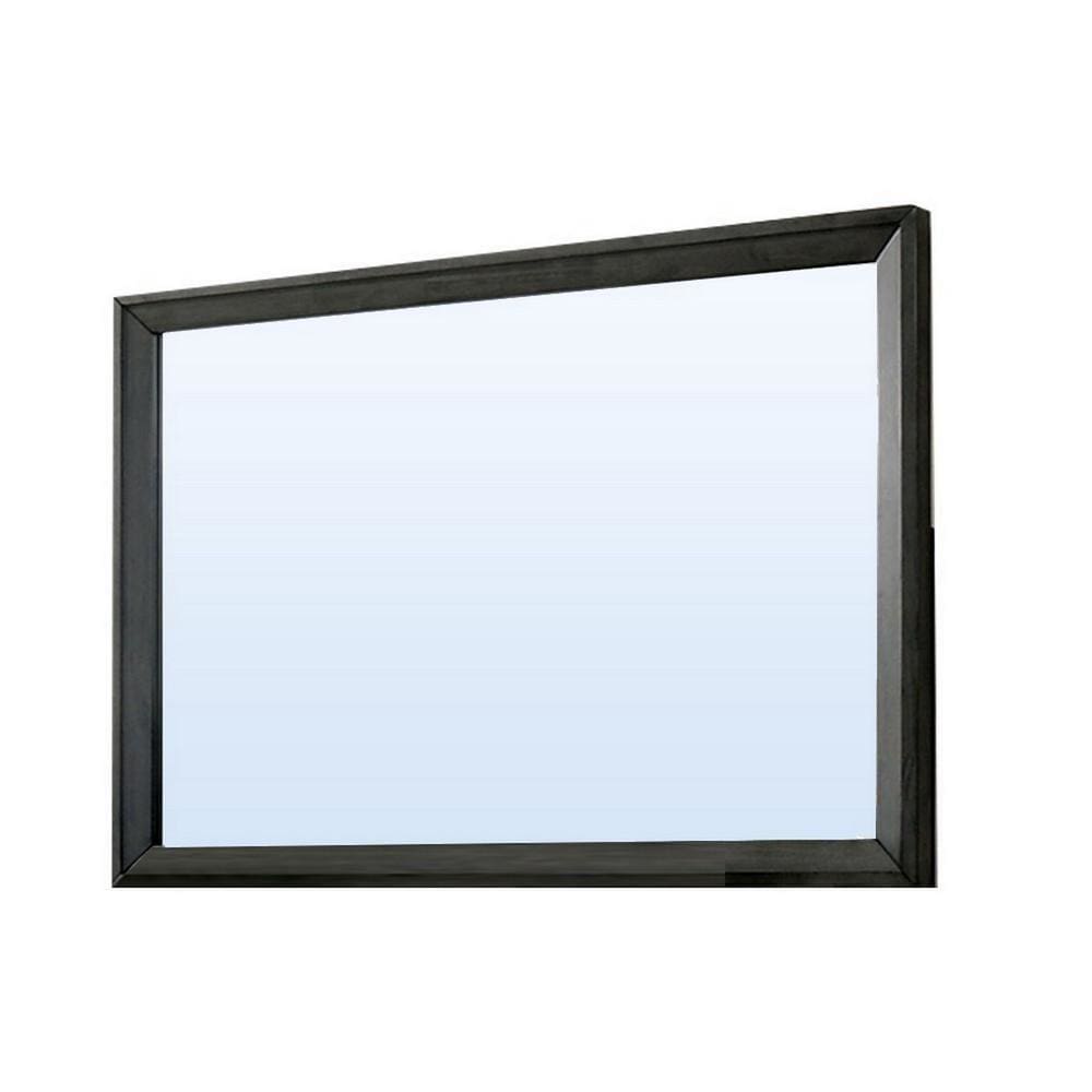 45 Inch Rectangular Wooden Frame Contemporary Mirror Gray By Casagear Home BM235481