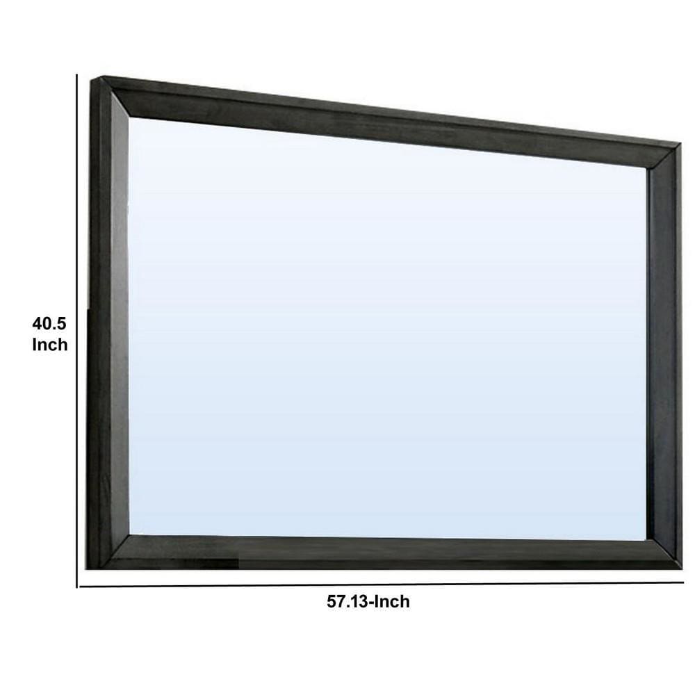 45 Inch Rectangular Wooden Frame Contemporary Mirror Gray By Casagear Home BM235481