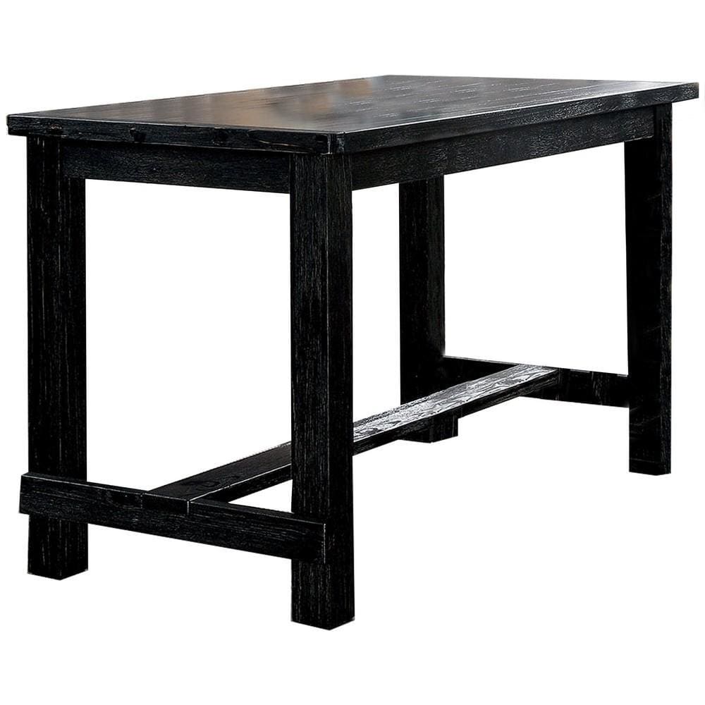 Rectangular Counter Height Table with Block Legs, Antique Black By Casagear Home