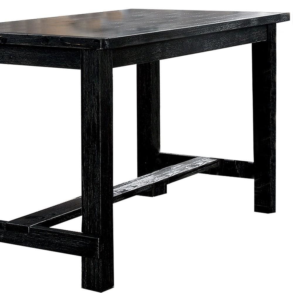 Rectangular Counter Height Table with Block Legs Antique Black By Casagear Home BM235496