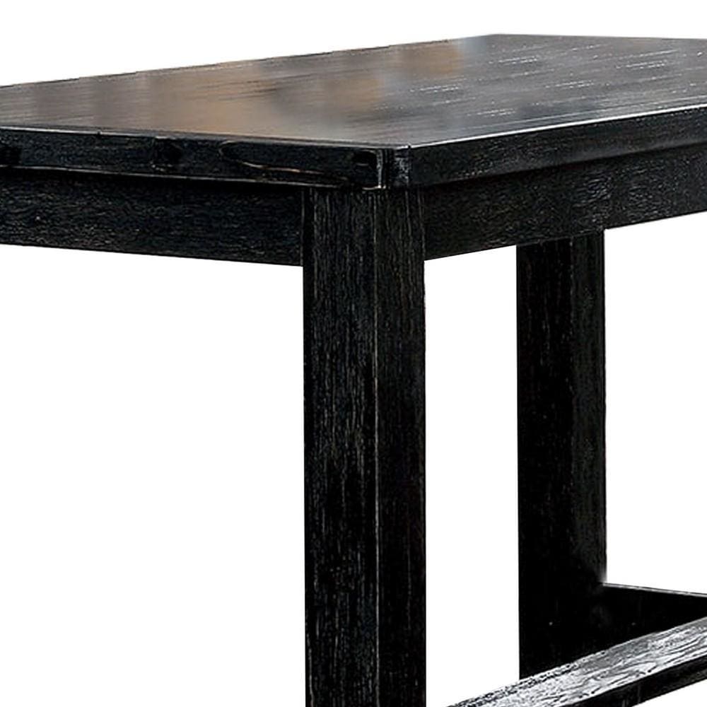 Rectangular Counter Height Table with Block Legs Antique Black By Casagear Home BM235496