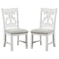 Open Scroll Back Wooden Side Chair with Padded Seat, Set of 2, White By Casagear Home