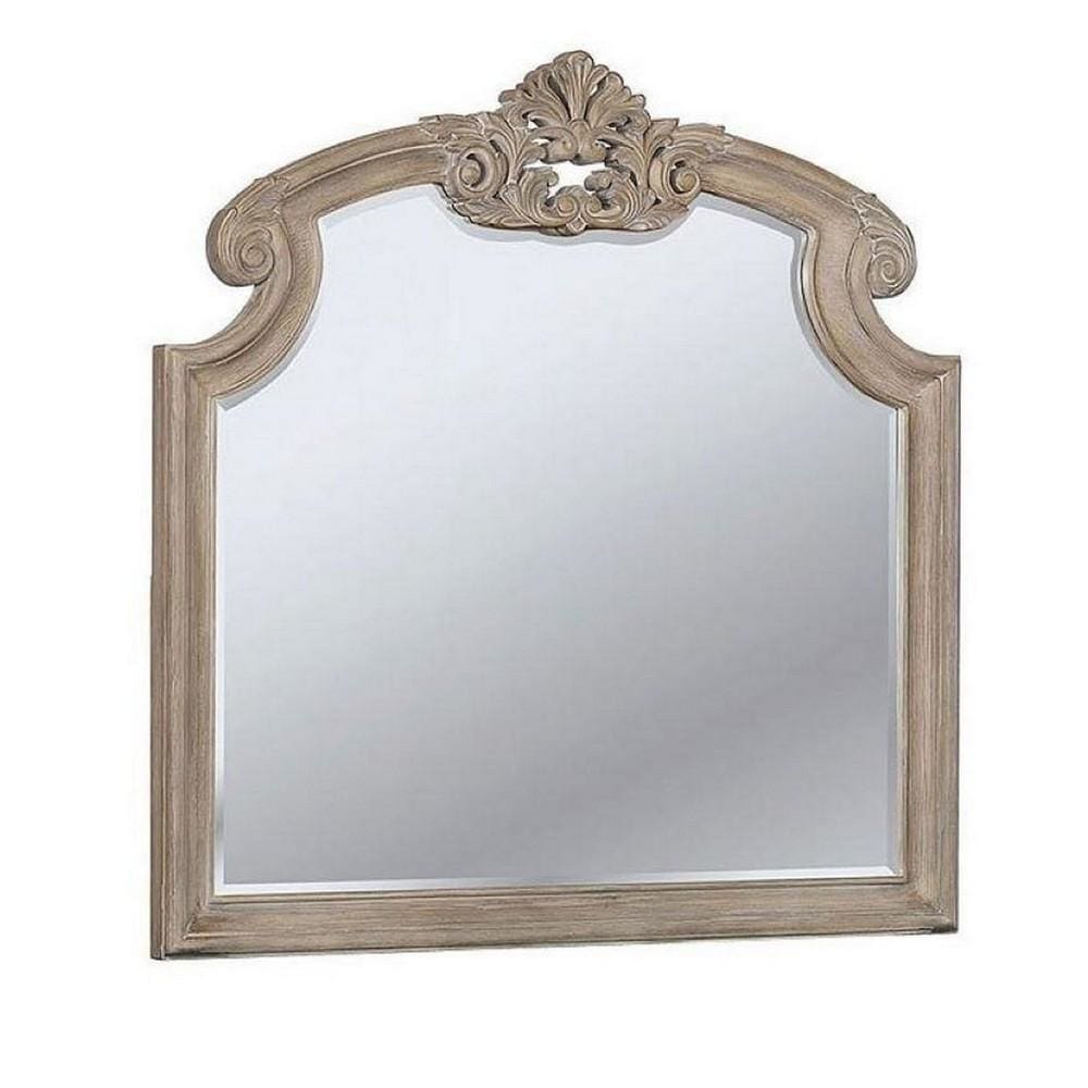 Crown Top Molded Mirror | 47.25" | Natural Brown