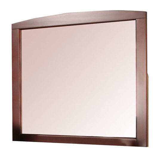 36 Inches Wood Encased Mirror with Slightly Arched Top, Brown By Casagear Home