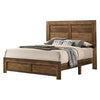 Rustic Style Wooden Queen Bed with Grain Details, Brown By Casagear Home